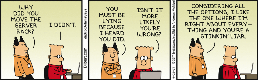 Lies and Rumors - From Dilbert comic strip week of September 29, 2017
