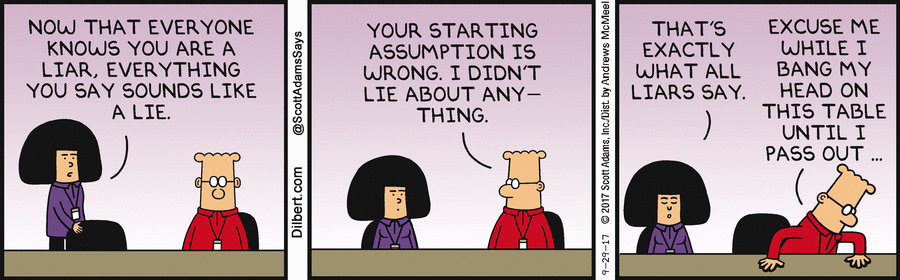 Lies and Rumors - From Dilbert comic strip week of September 29, 2017