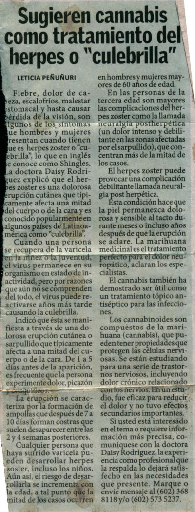 Daisy Rodriquez articles on medical marijuana in La Prensa