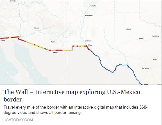 Map of US / Mexico border - Map U.S. / Mexican Border - Arizona Republic Article - USA Today Article