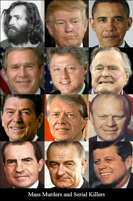 Mass Murders - Serial Killers - Charles Manson, Donald Trump, Barack Obama, George W. Bush, Bill Clinton, George H. W. Bush, Ronald Reagan, Jimmy Carter, Gerald Ford, Richard M. Nixon, Lyndon B. Johnson, John F. Kennedy - z_99061.php