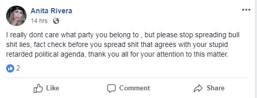 Anita Rivera - Safer Arizona - Sounds like Anita Rivera beleives the Safer Arizona lies - I suspect that Anita Rivera hates me as a result of Safer Arizona. - I suspect that Anita Rivera hates me as a result of the Arizona Libertarian Party. Same for the other lady from Chandler - Reen Bean? Casa Grande - I really dont care what party you belong to , but please stop spreading bull shit lies, fact check before you spread shit that agrees with your stupid retarded political agenda, thank you all for your attention to this matter. - z_98697.php
