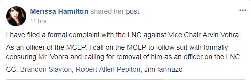 I should file a complaint about this related to David Dorn, Ernie Hancock, Marc Victor, Liz and the others - File a complaint with the Libertarian Party - z_98976.php