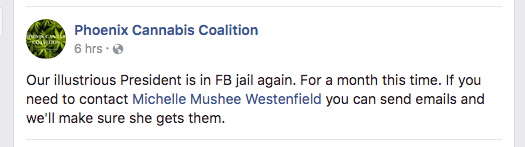 Safer Arizona images - Michelle Mushee Westinfield gets kicked off of Facebook for a month?  - z_99143.php