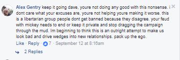 Safer Arizona images - Sergeant David Stephen Wisniewski posts insulting messages at night and then deletes them before I can read them? Friday, Septemeber 15, 2017Alex Gentry keep it going dave, youre not doing any good with this nonsense. 
i dont care what your excuses are, youre not helping youre making it worse. 
this is a libertarian group people dont get banned because they disagree. 
your feud with mickey needs to end or keep it private and stop dragging 
the campaign through the mud. Im beginning to think this is an outright 
attempt to make us look bad and drive wedges into new relationships. 
pack up the ego.