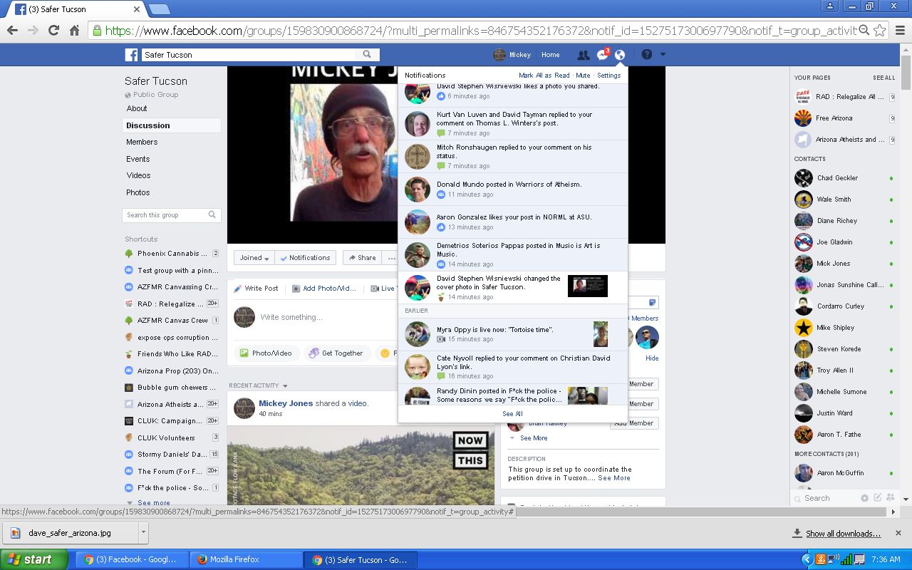 Safer Arizona David Stephen Wisniewski slanders Mickey Jones - David Stephen Wisniewski put this on the Safer Tucson on Memorial Day, May 28, 2018  - z_98834.php
